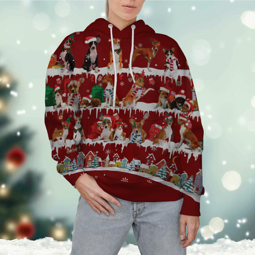 Basenji - Snow Christmas - 3D Hoodie