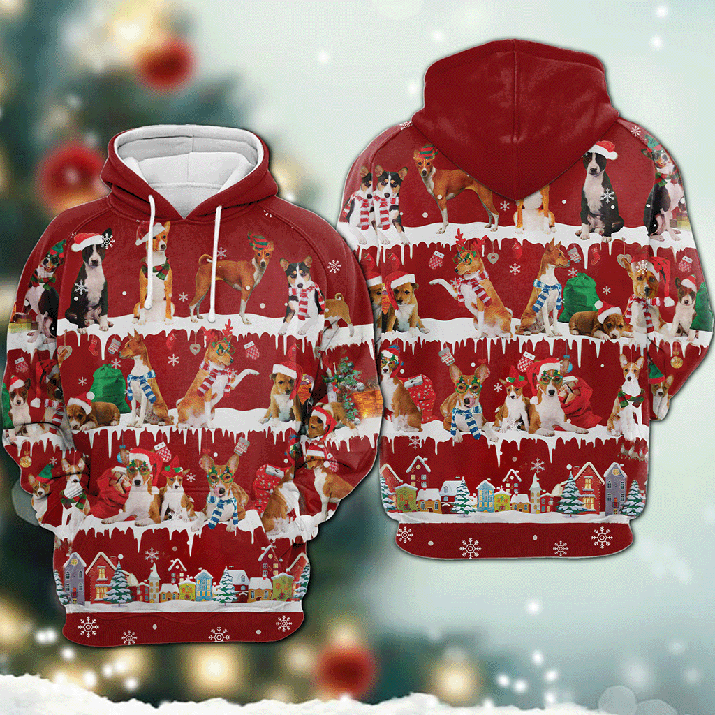 Basenji - Snow Christmas - 3D Hoodie