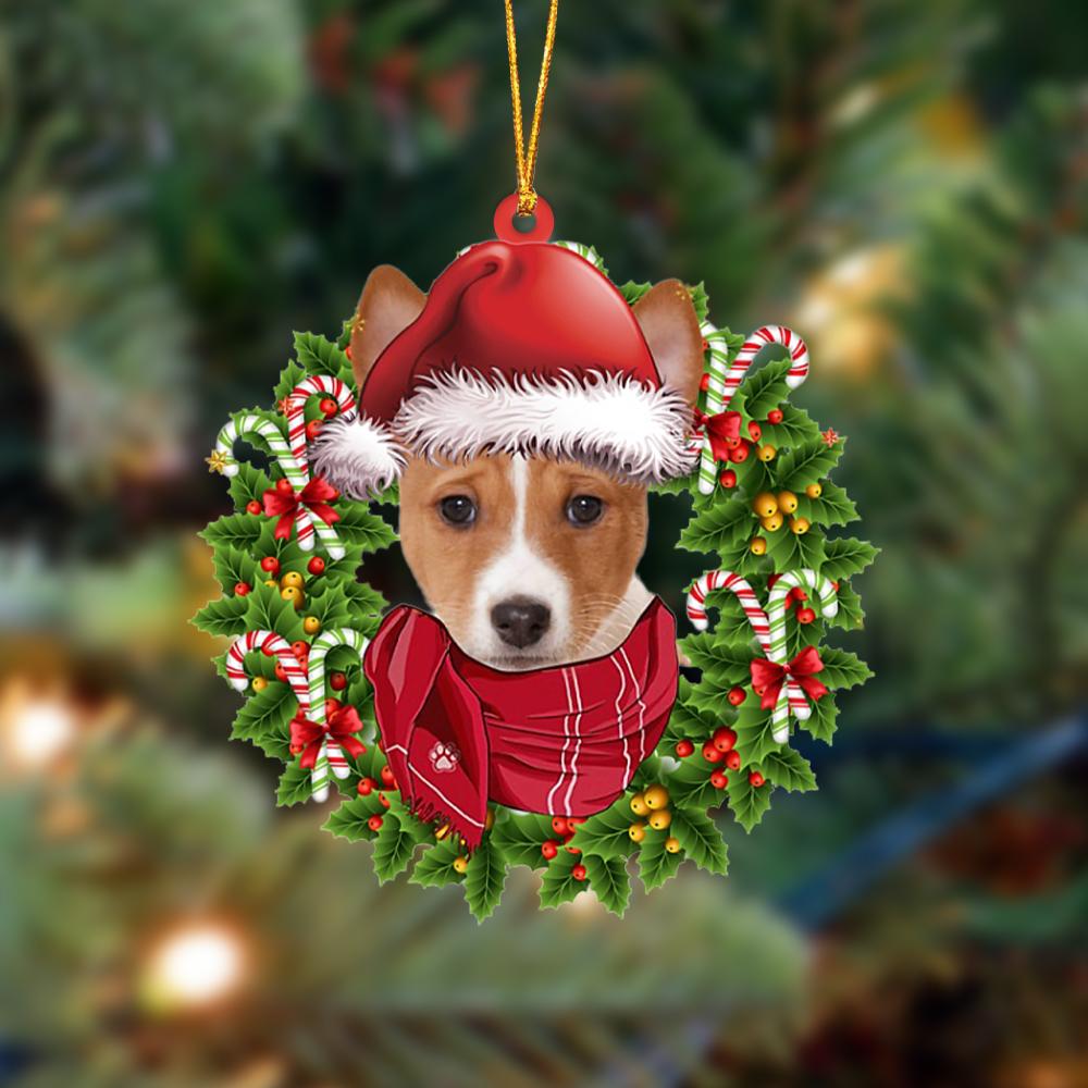 Basenji-Xmas Bandana Hanging Ornament