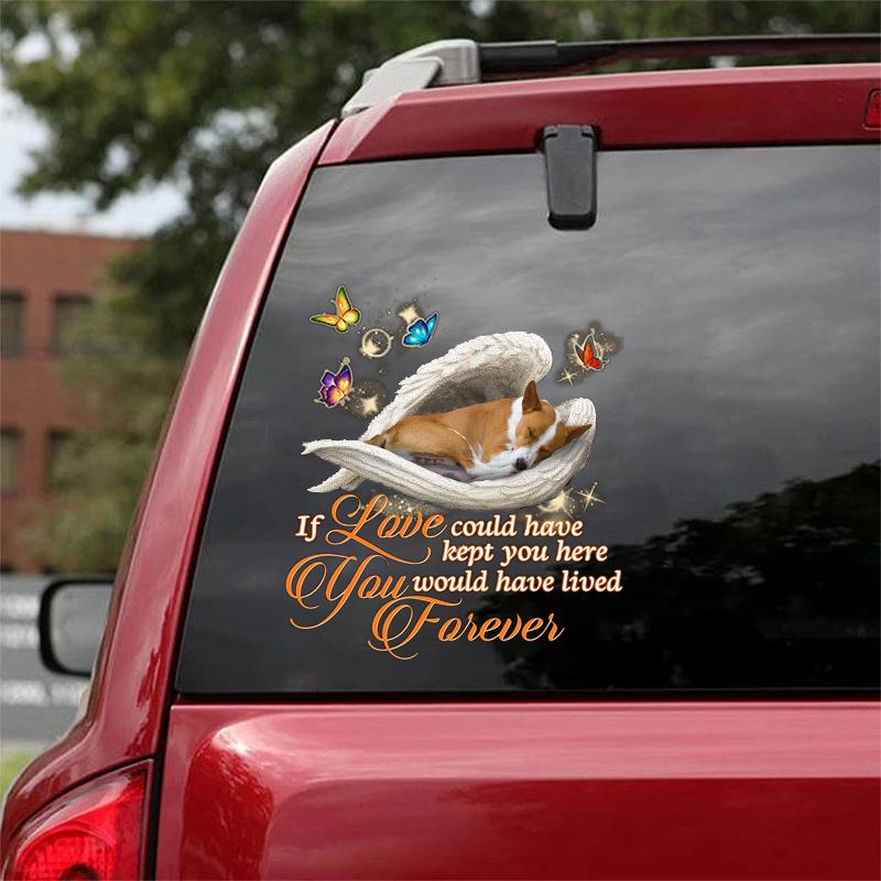 Basenji Sleeping Angel Lived Forever Decal