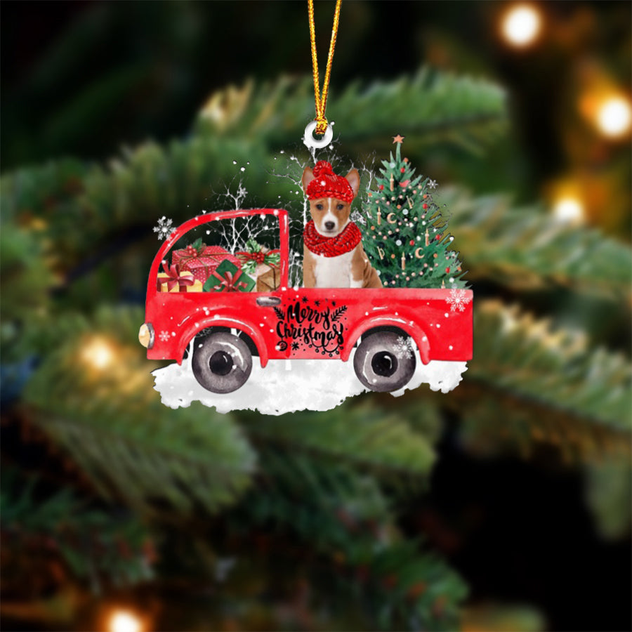 Basenji-Xmas Truck-Two Sided Ornament