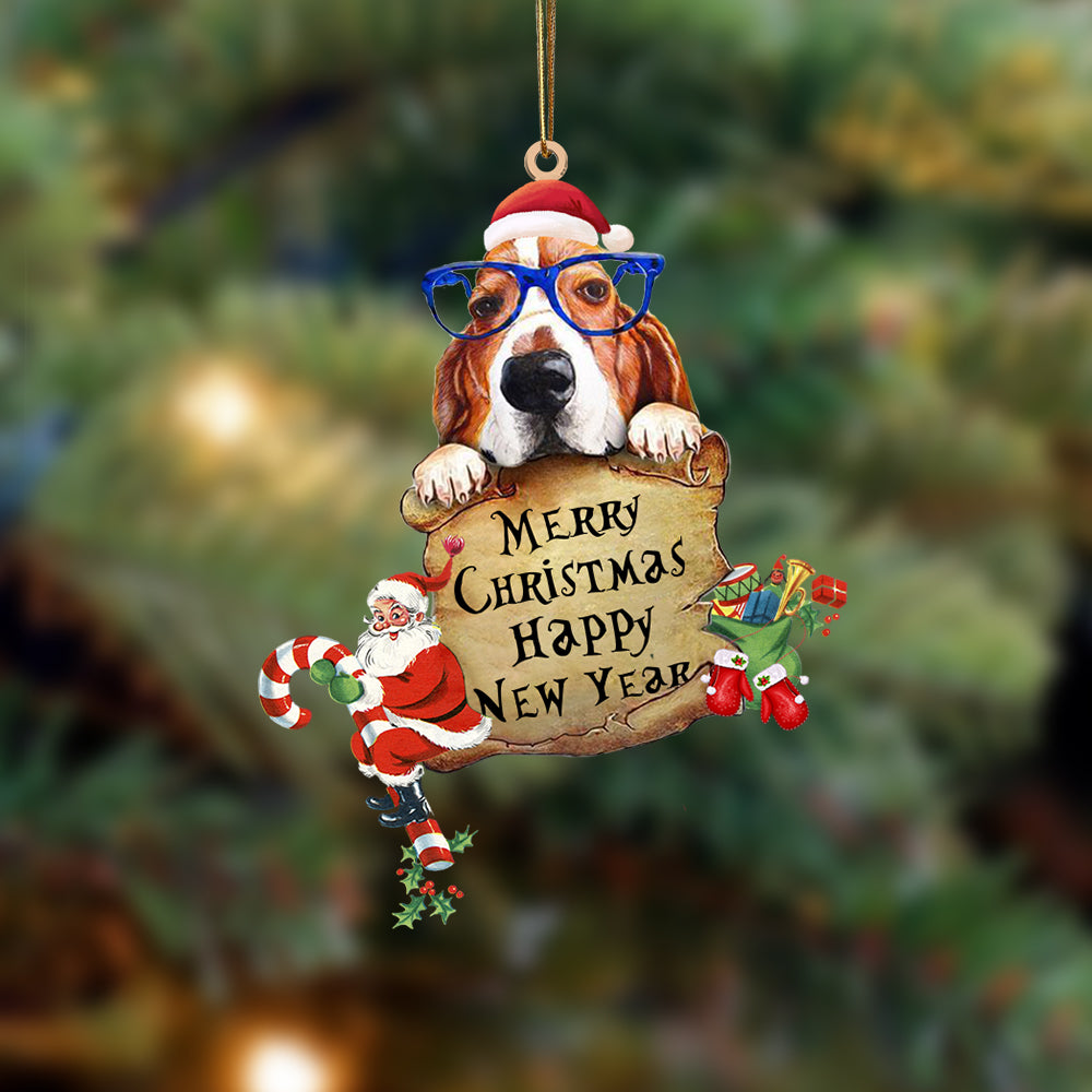 Basset Hound-Christams &amp; New Year Two Sided Ornament