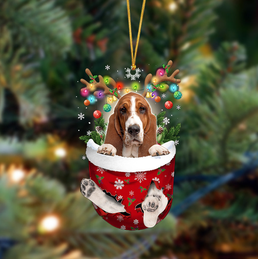 Basset Hound-In Christmas Pocket Two Sides Ornament
