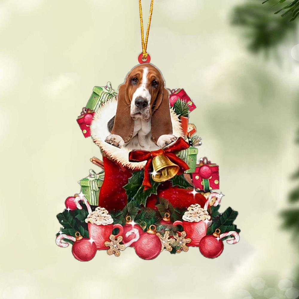 Basset Hound-Red Boot Hanging Ornament