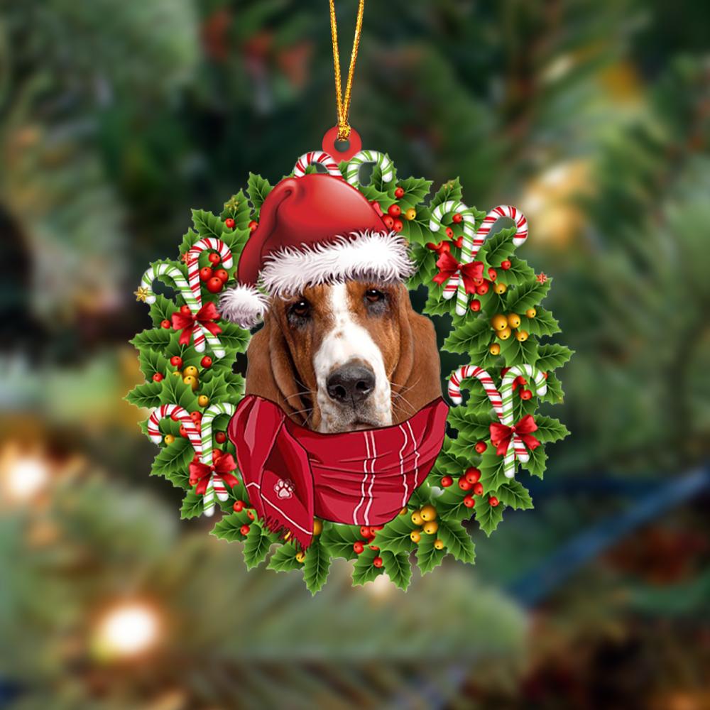 Basset Hound-Xmas Bandana Hanging Ornament