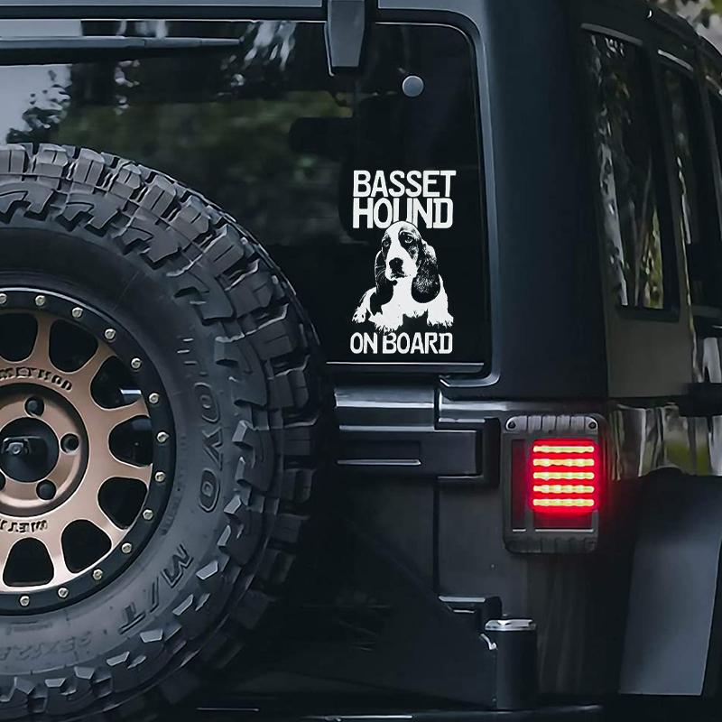 Basset Hound2 on Board-Car Window Sticker-Dog Sign Decal