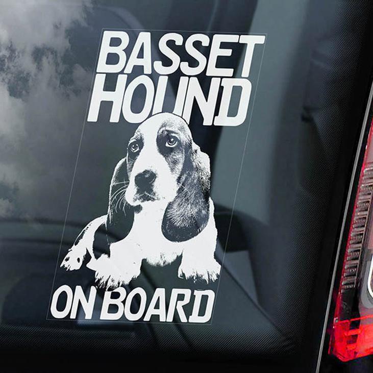 Basset Hound2 on Board-Car Window Sticker-Dog Sign Decal
