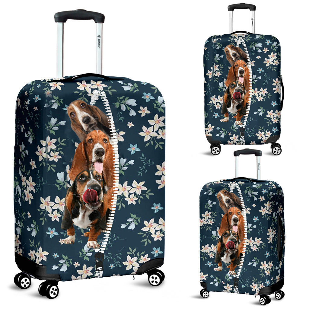 Basset Hound-Flowers-Luggage covers
