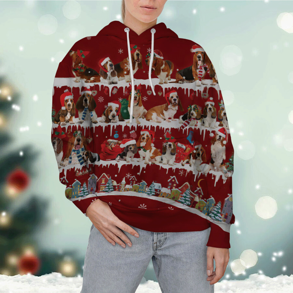 Basset Hound - Snow Christmas - 3D Hoodie
