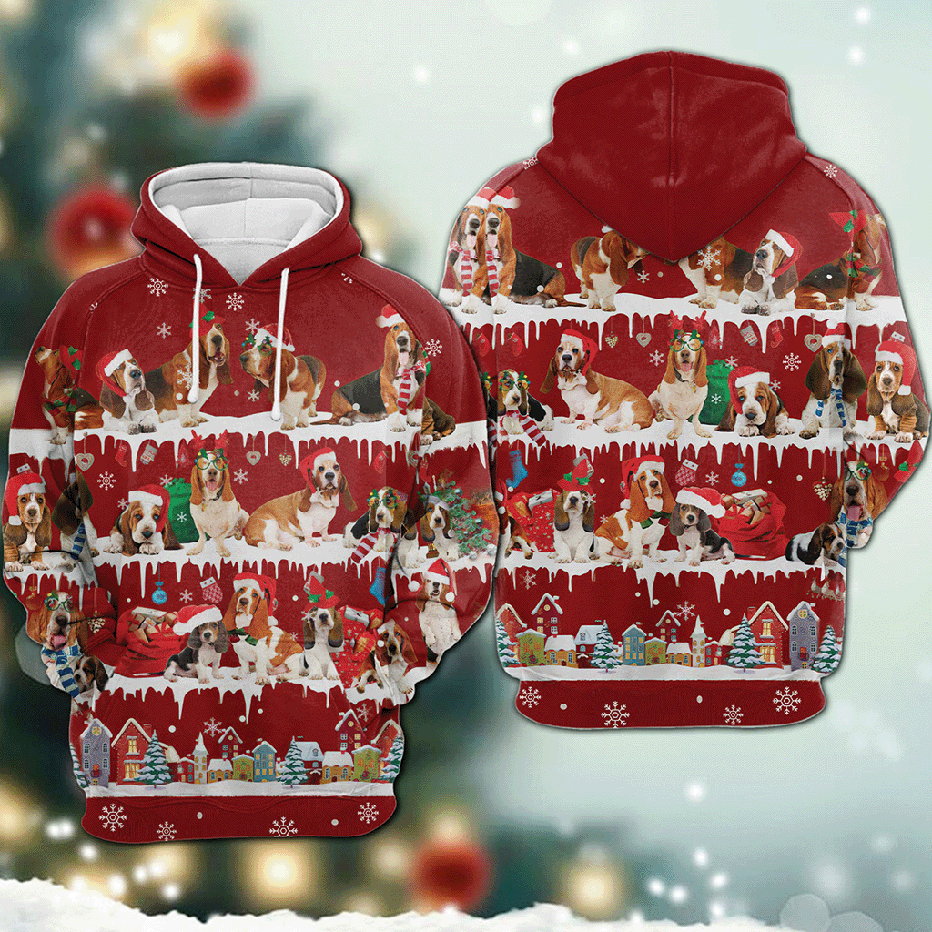 Basset Hound - Snow Christmas - 3D Hoodie