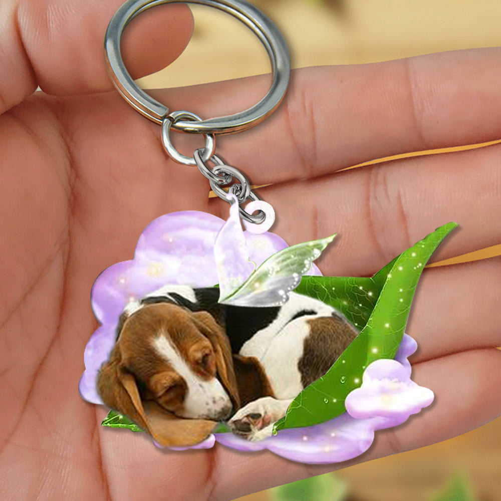 Basset hound-Sleep On Fallen Leaves Flat Acrylic Keychain