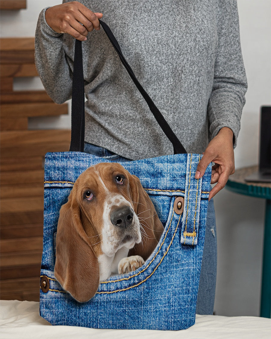 Basset hound-in pocket-Cloth Tote Bag