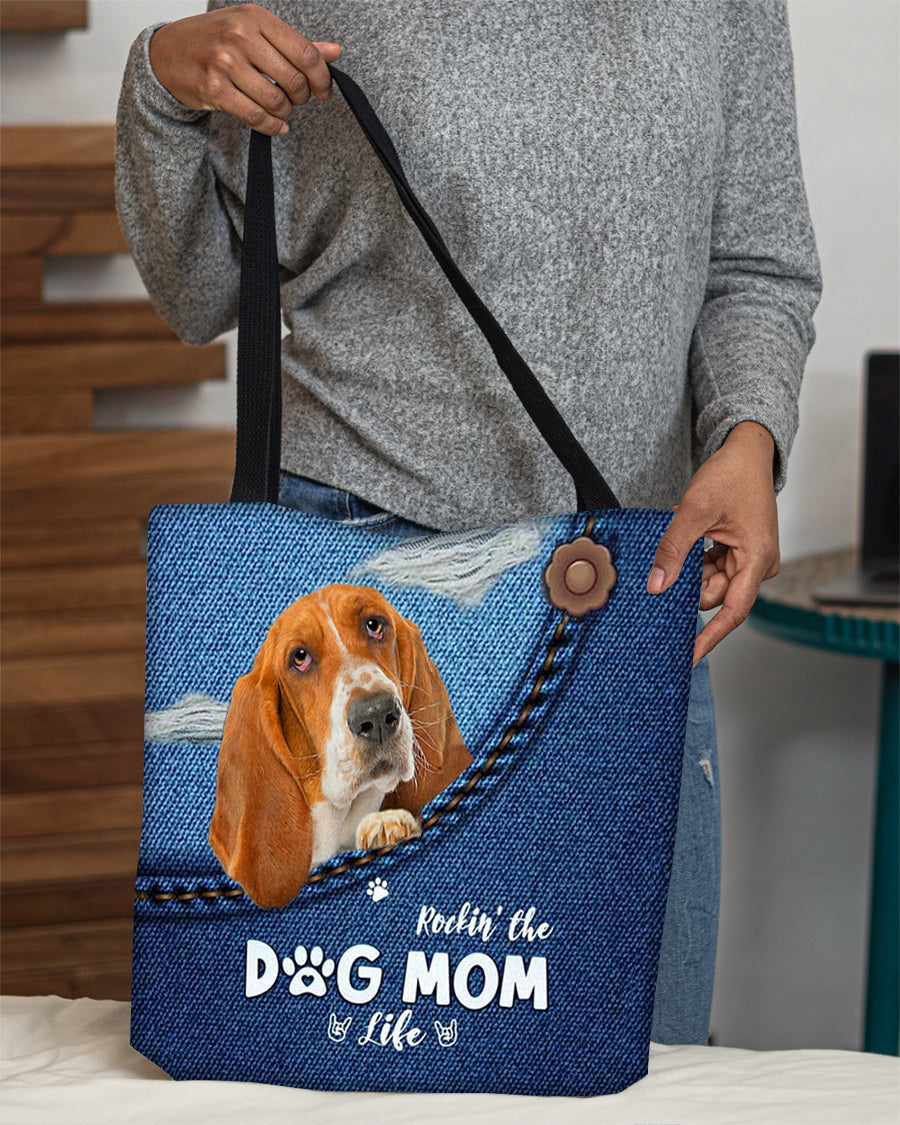 Basset hound-Dog Mom Life-Cloth Tote Bag
