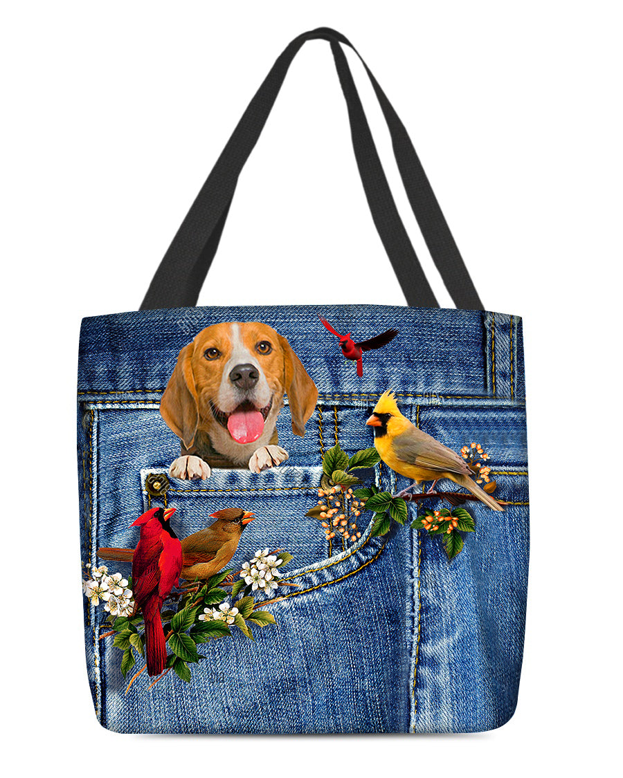 Beagle-Cardinal &amp; Dog Cloth Tote Bag