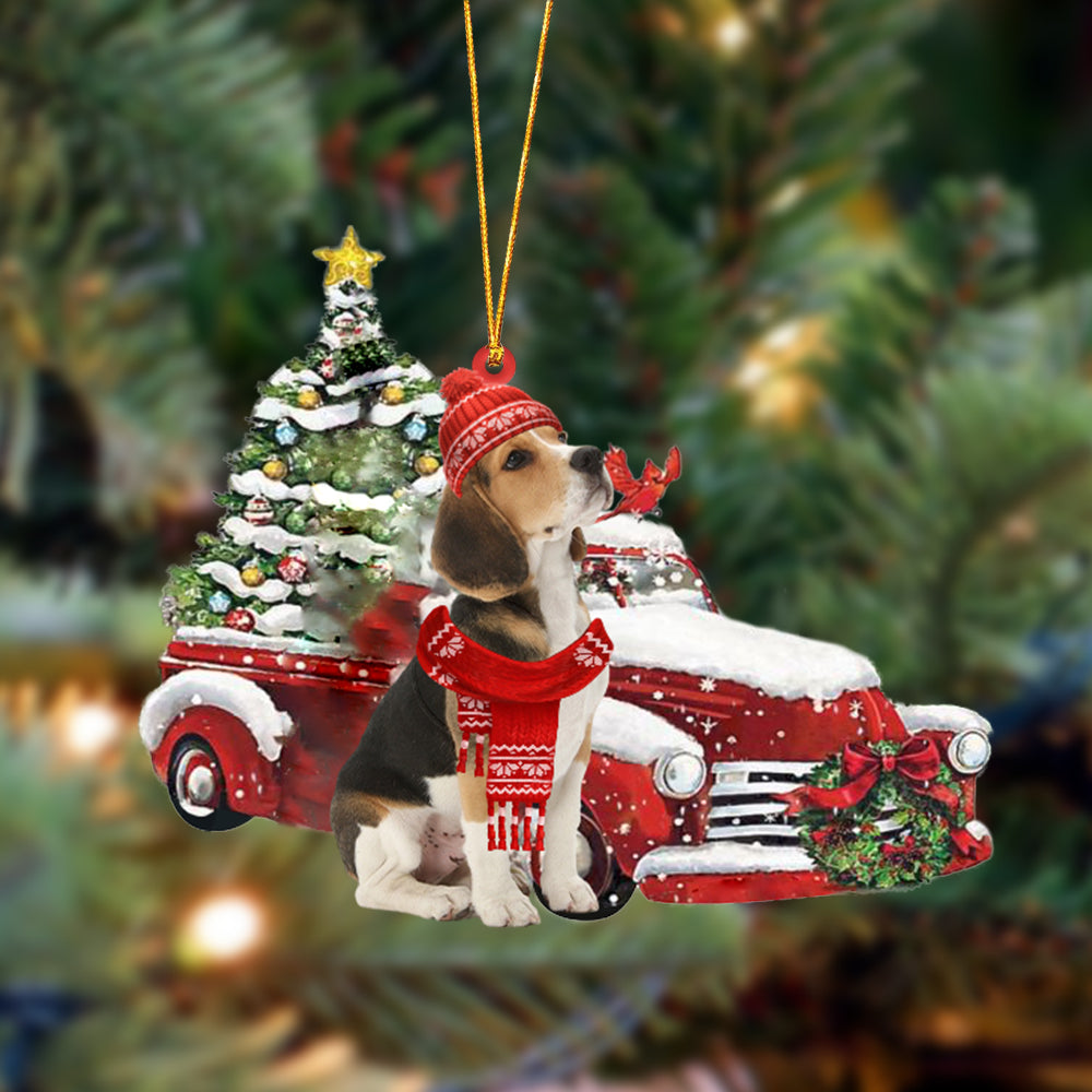 Beagle-Christmas Car Two Sided Ornament