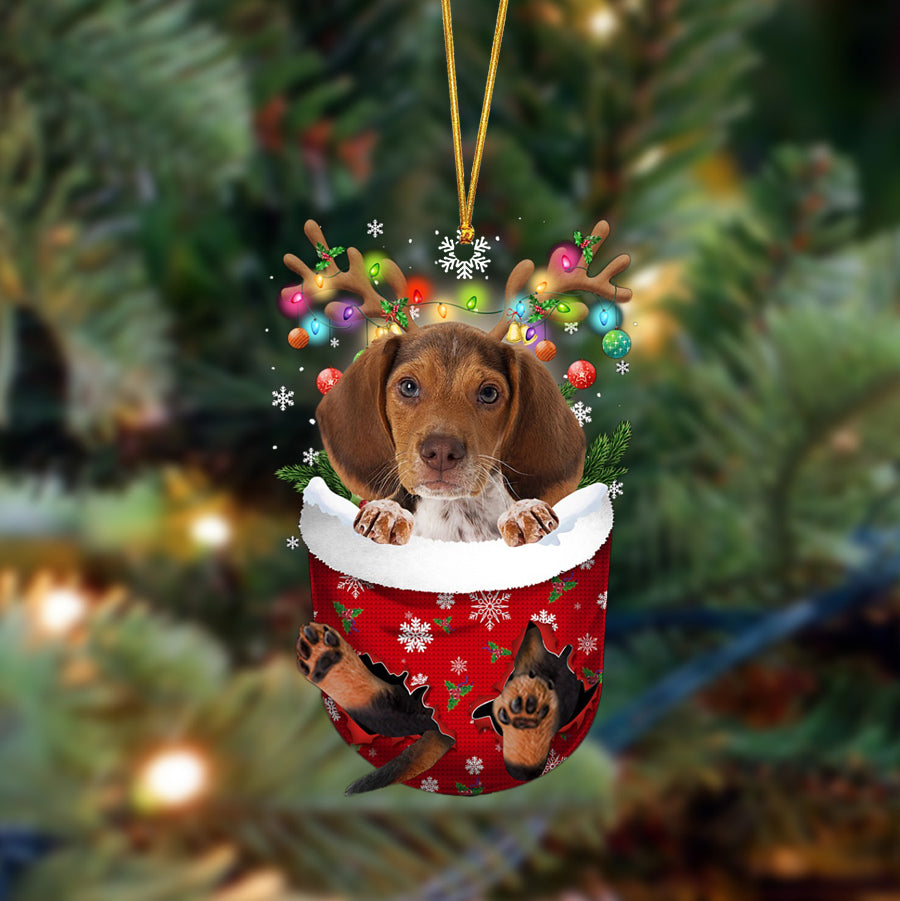 Beagle-In Christmas Pocket Two Sides Ornament