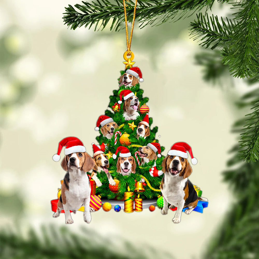 Beagle-Xmas Tree&Dog-Two Sided Ornament