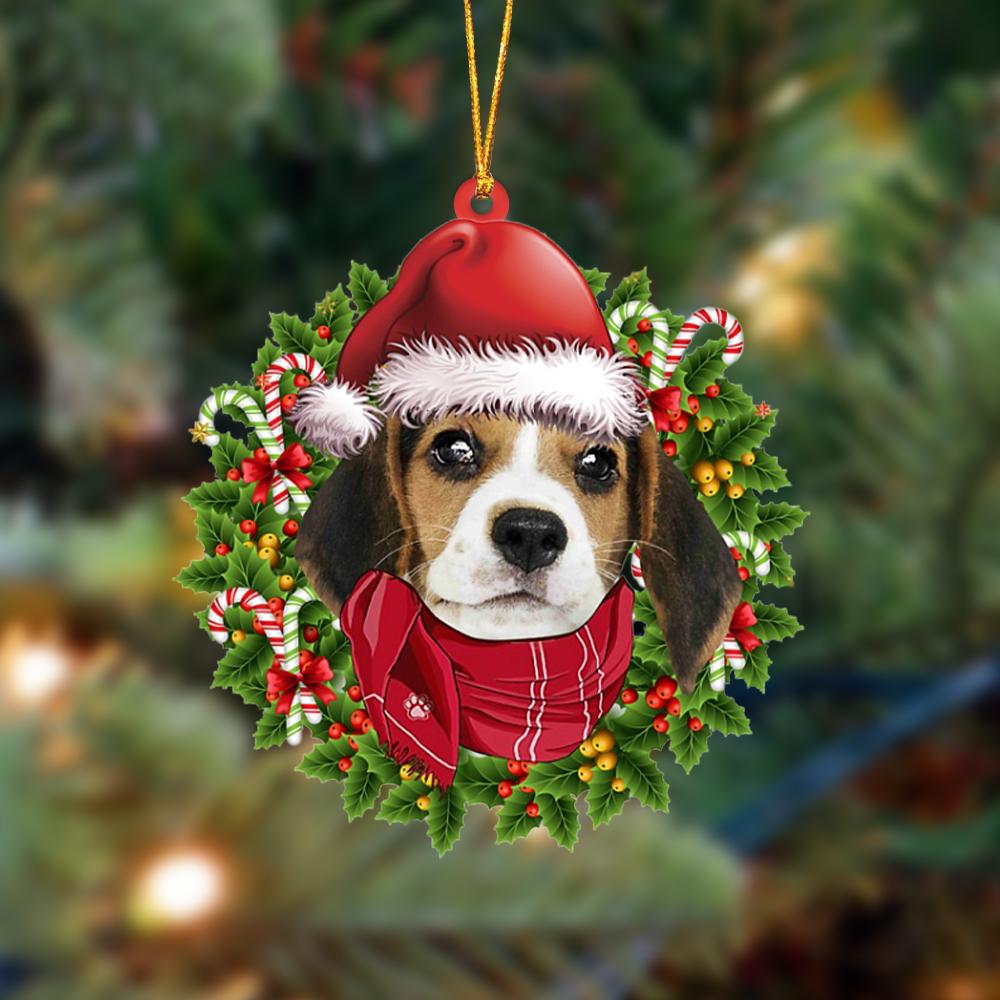 Beagle 1-Xmas Bandana Hanging Ornament