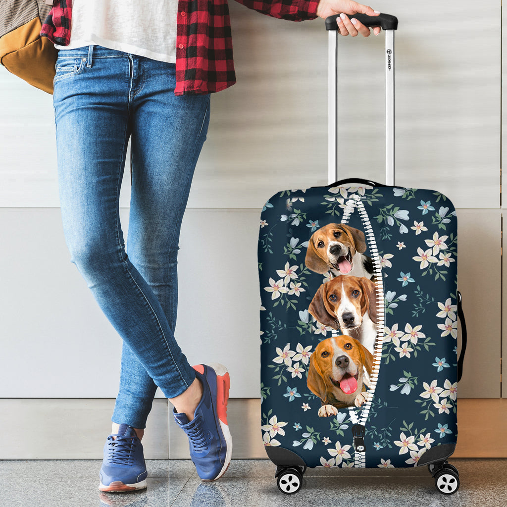 Beagle-Flowers-Luggage covers