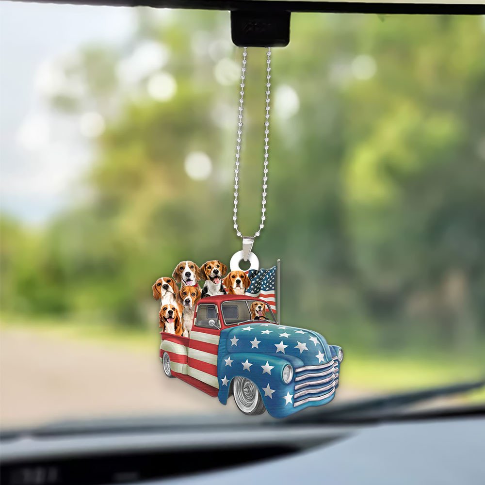 Beagle Happy Independence Day Two Sides Ornament