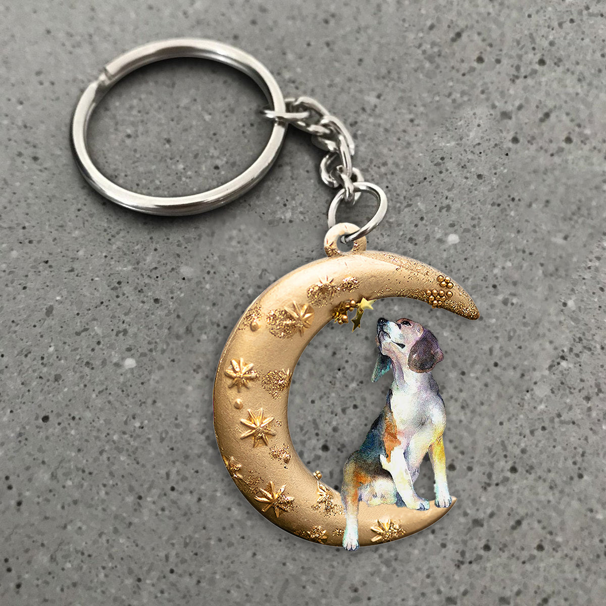 Beagle-Dog &amp; Moon Flat Acrylic Keychain
