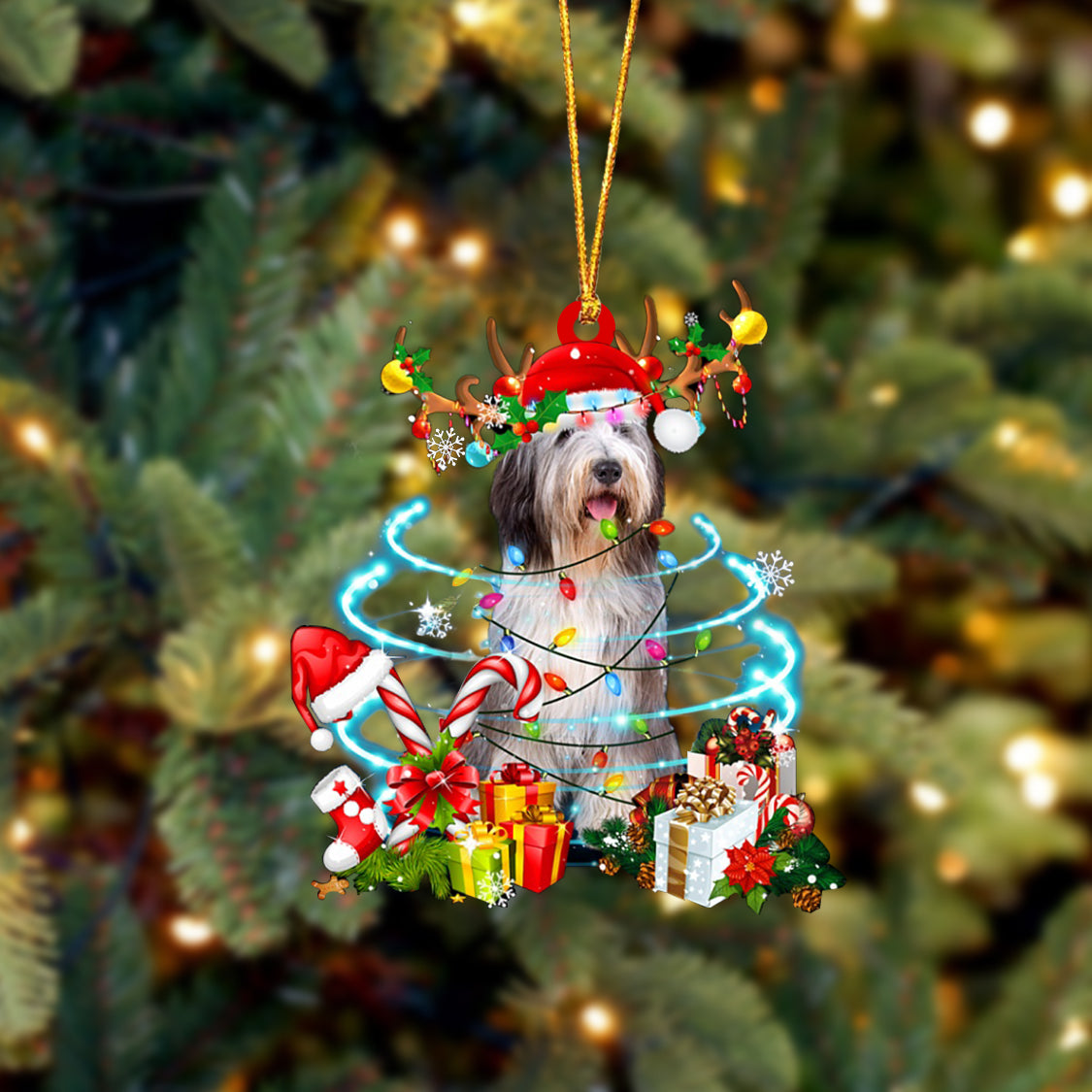 Bearded Collie-Christmas Candy&amp;Gift-Two Sided Ornament