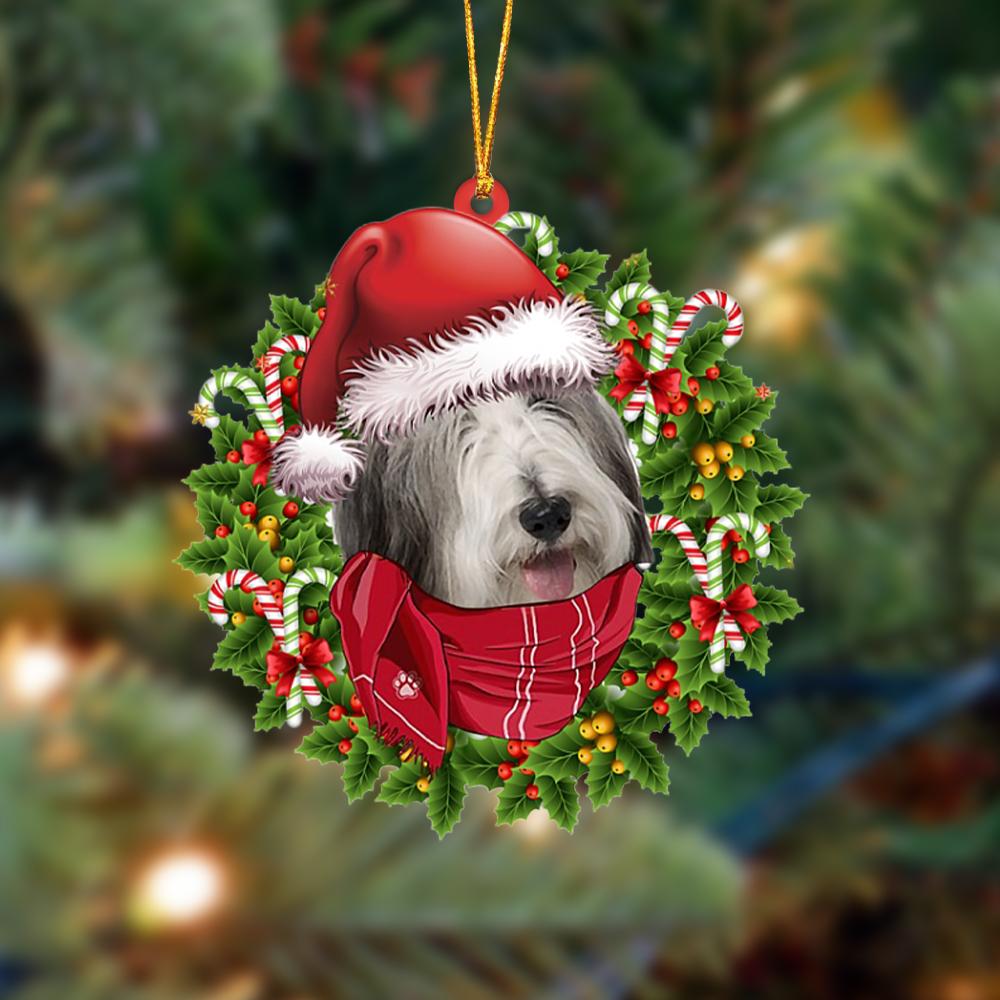 Bearded Collie-Xmas Bandana Hanging Ornament