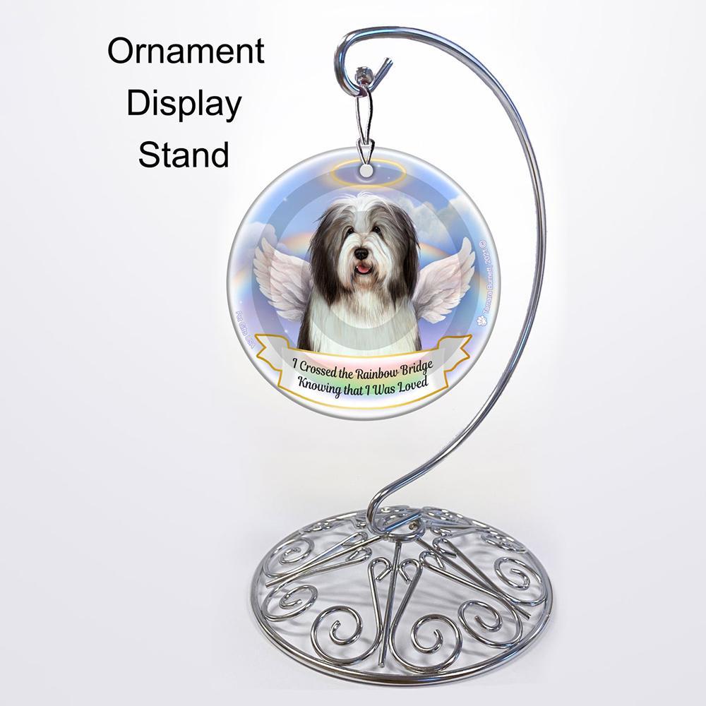 Rainbow Bridge Memorial-Bearded Collie Grey &amp; White Porcelain Hanging Ornament