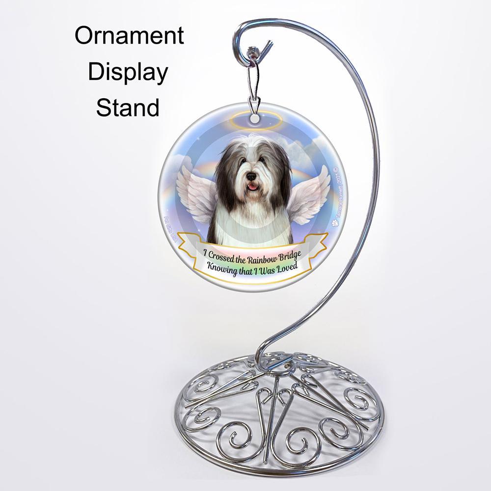 Rainbow Bridge Memorial-Bearded Collie Grey & White Porcelain Hanging Ornament