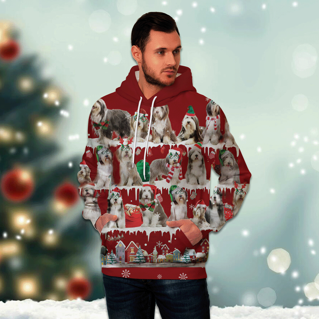 Bearded Collie - Snow Christmas - 3D Hoodie