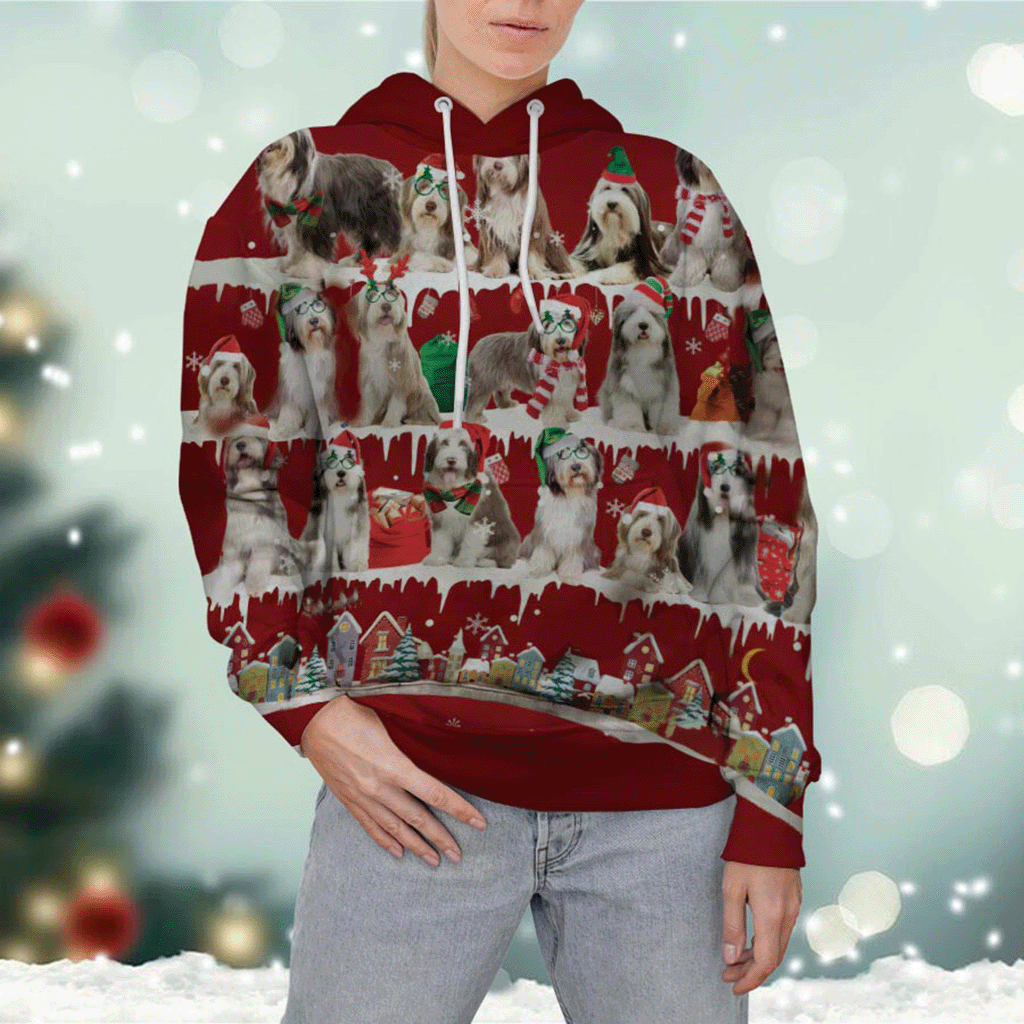 Bearded Collie - Snow Christmas - 3D Hoodie