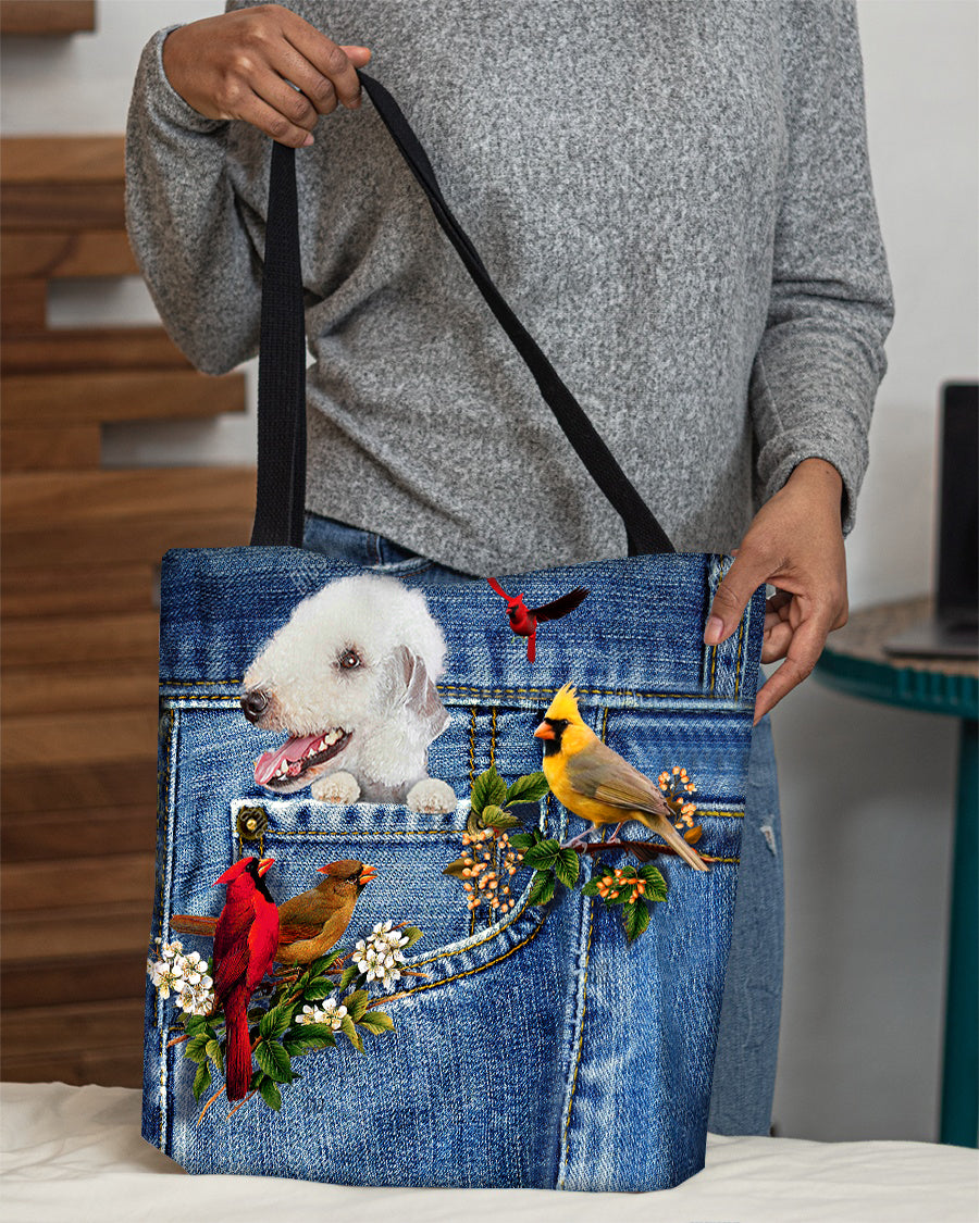Bedlington Terrier-Cardinal &amp; Dog Cloth Tote Bag