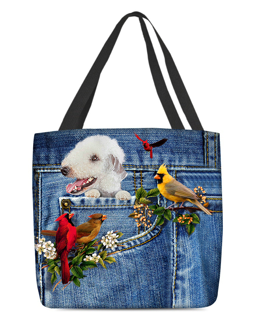 Bedlington Terrier-Cardinal &amp; Dog Cloth Tote Bag