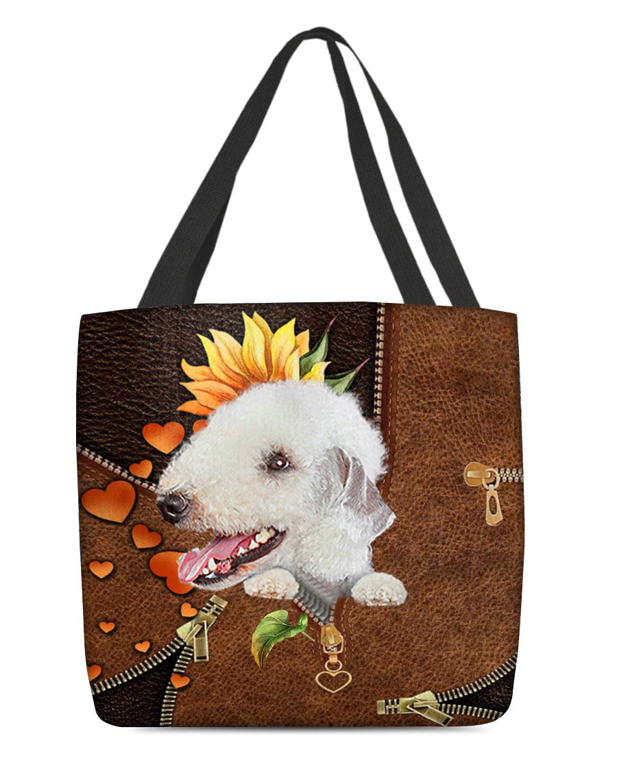 Bedlington terrier-Sunflower&amp;zipper Cloth Tote Bag
