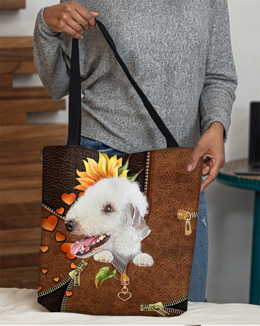 Bedlington terrier-Sunflower&amp;zipper Cloth Tote Bag