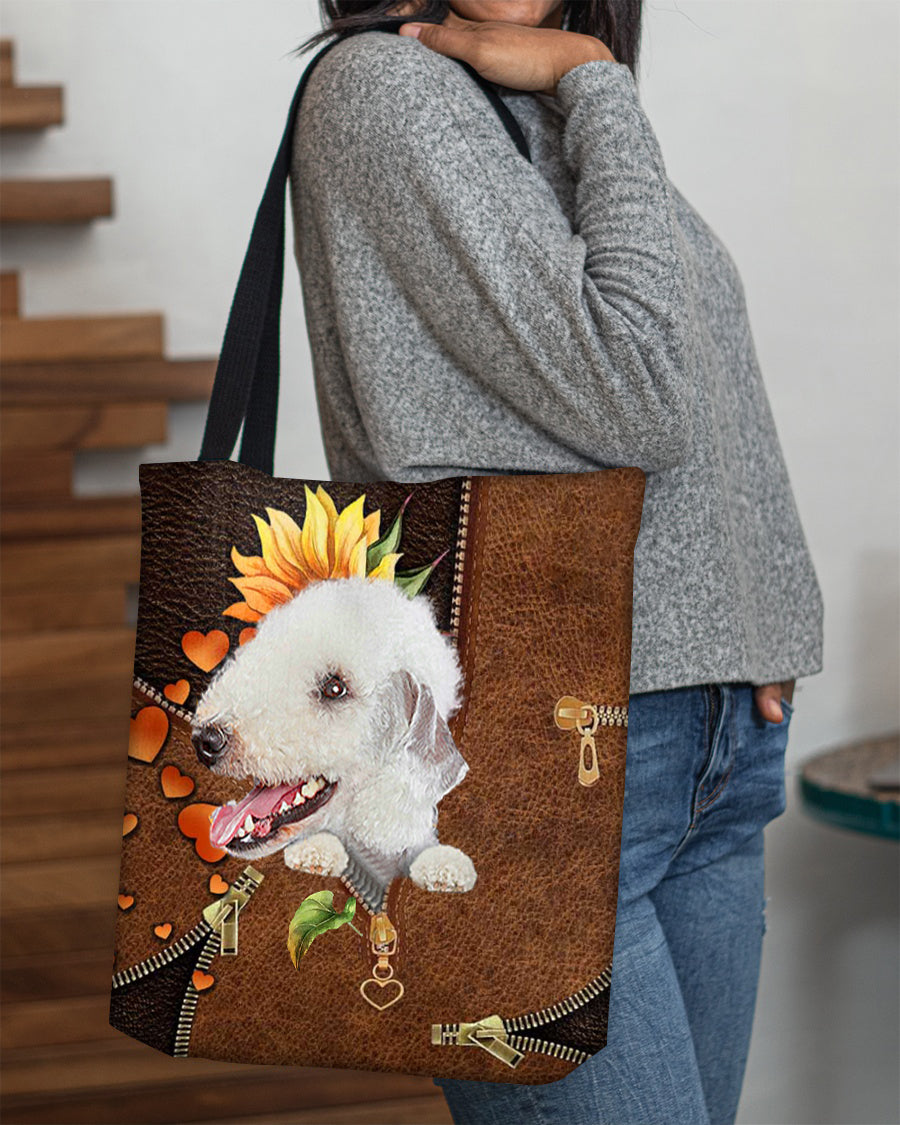 Bedlington terrier-Sunflower&amp;zipper Cloth Tote Bag
