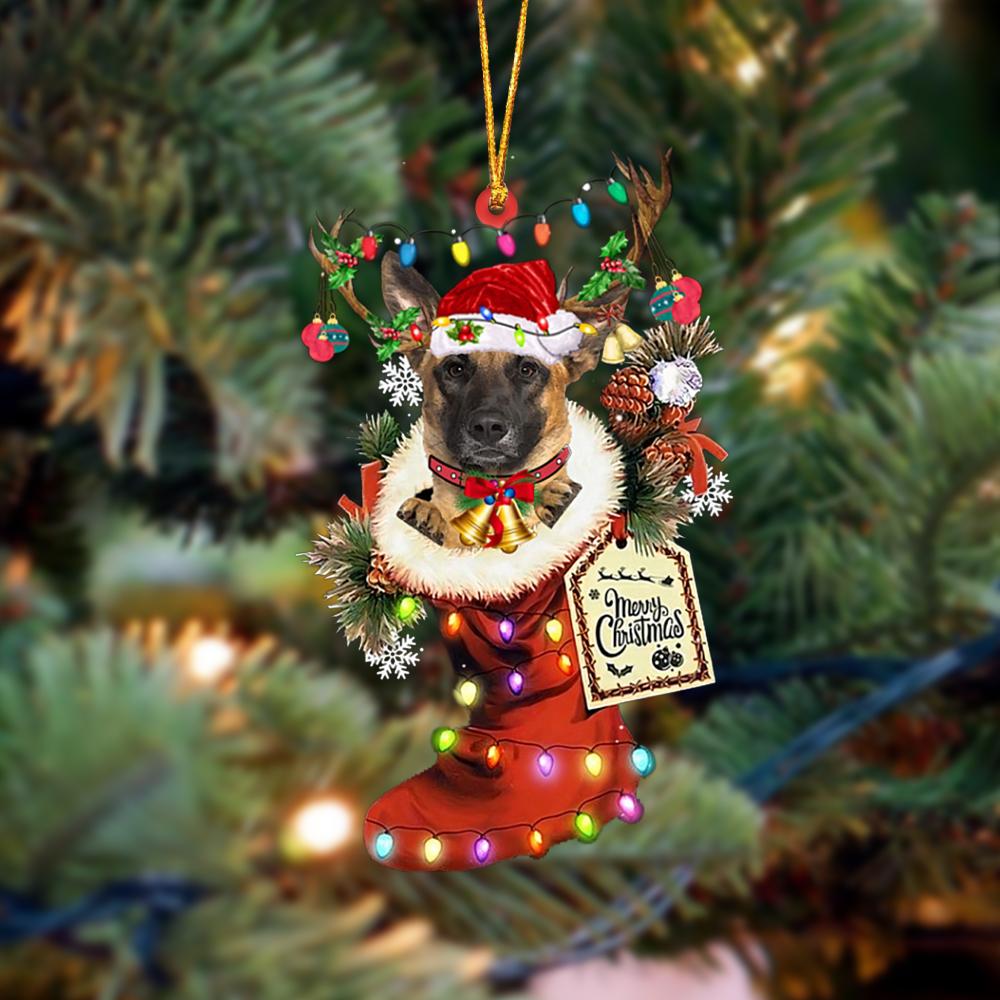 Belgian Malinois-Xmas Boot-Two Sided Ornament