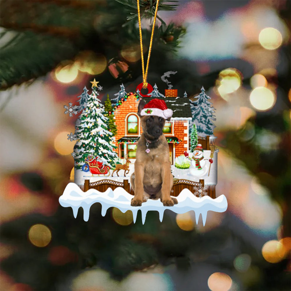 Belgian Shepherd-Xmas House-Two Sided Ornament