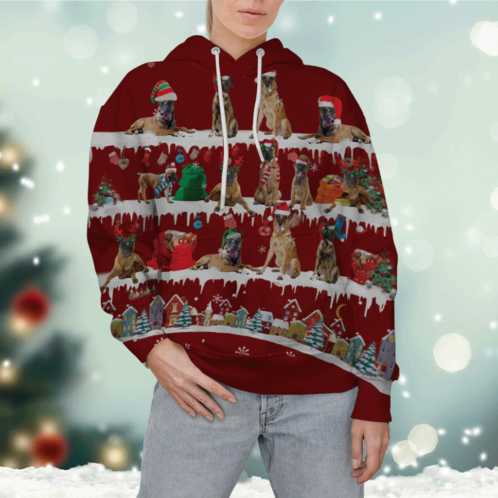 Belgian Malinois - Snow Christmas - 3D Hoodie