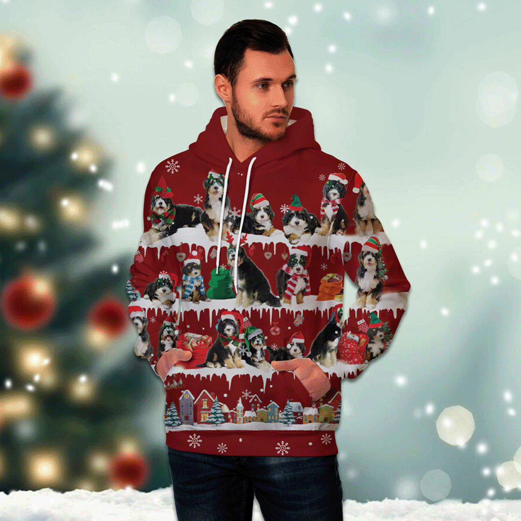 Bernedoodle - Snow Christmas - 3D Hoodie