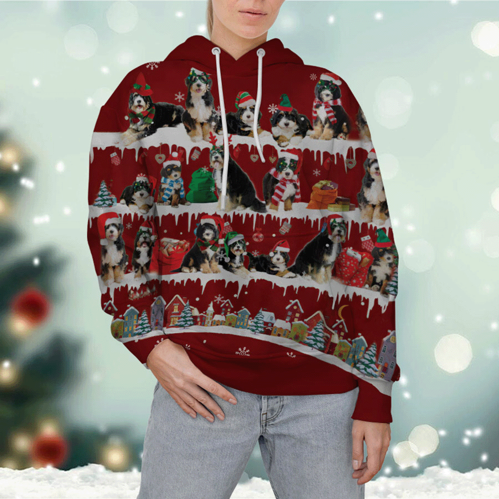 Bernedoodle - Snow Christmas - 3D Hoodie