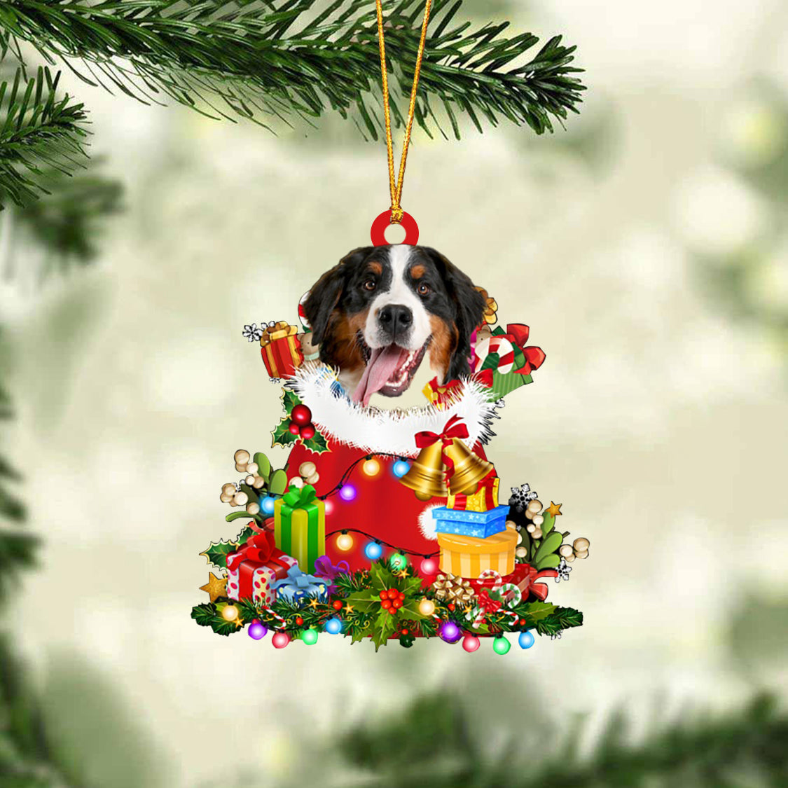 Bernese Mountain-Christmas Bag Gift-Two Sided Ornament