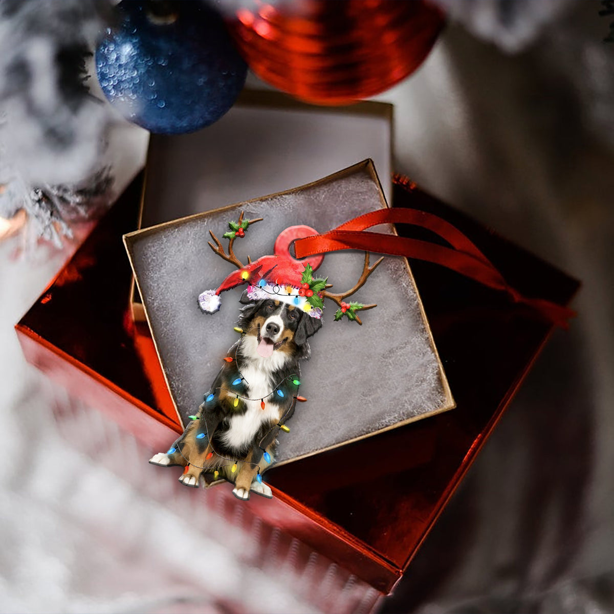 Bernese Mountain Christmas Shape Ornament