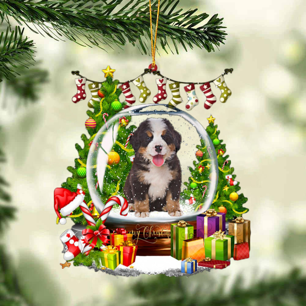 Bernese Mountain Dog-Christmas Crystal Box Dog-Two Sided Ornament