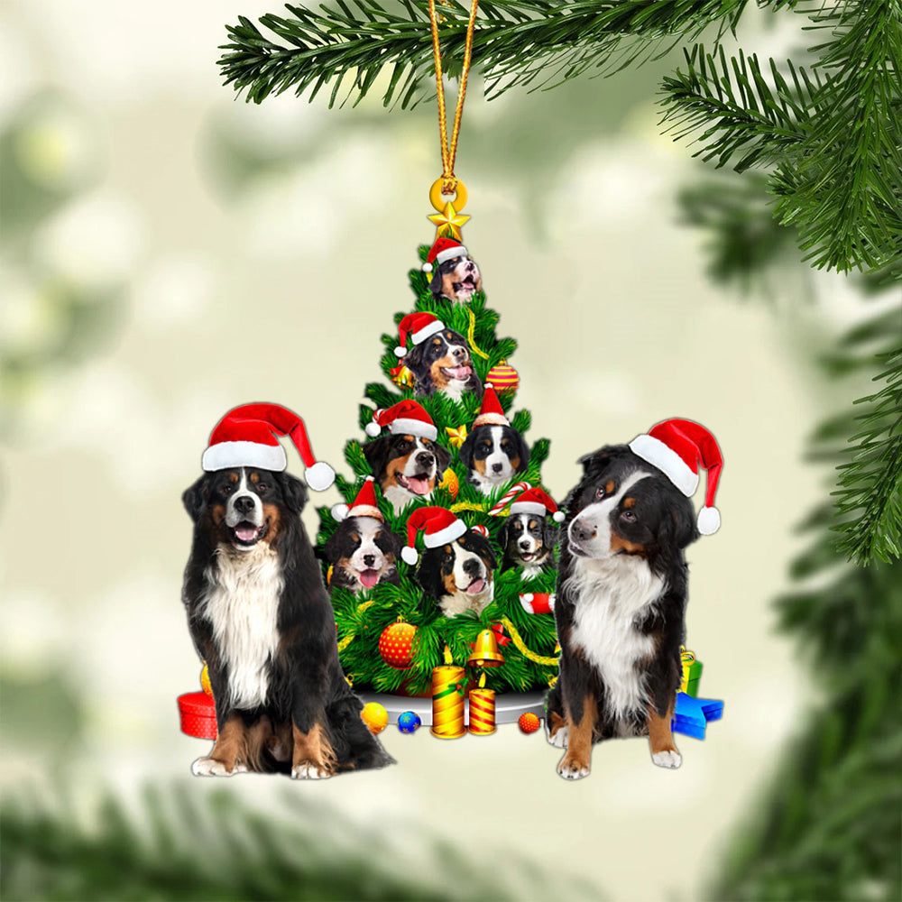 Bernese Mountain Dog-Xmas Tree&amp;Dog-Two Sided Ornament
