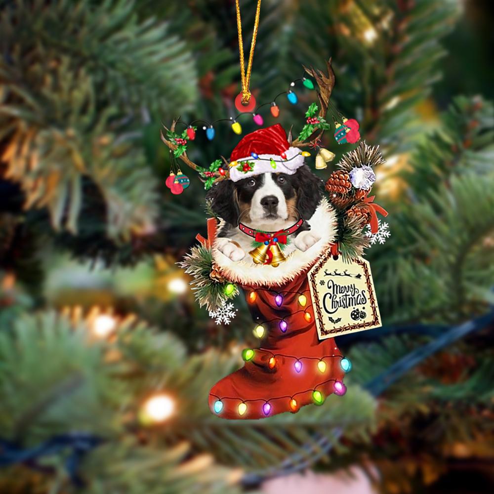 Bernese Mountain Dog-Xmas Boot-Two Sided Ornament