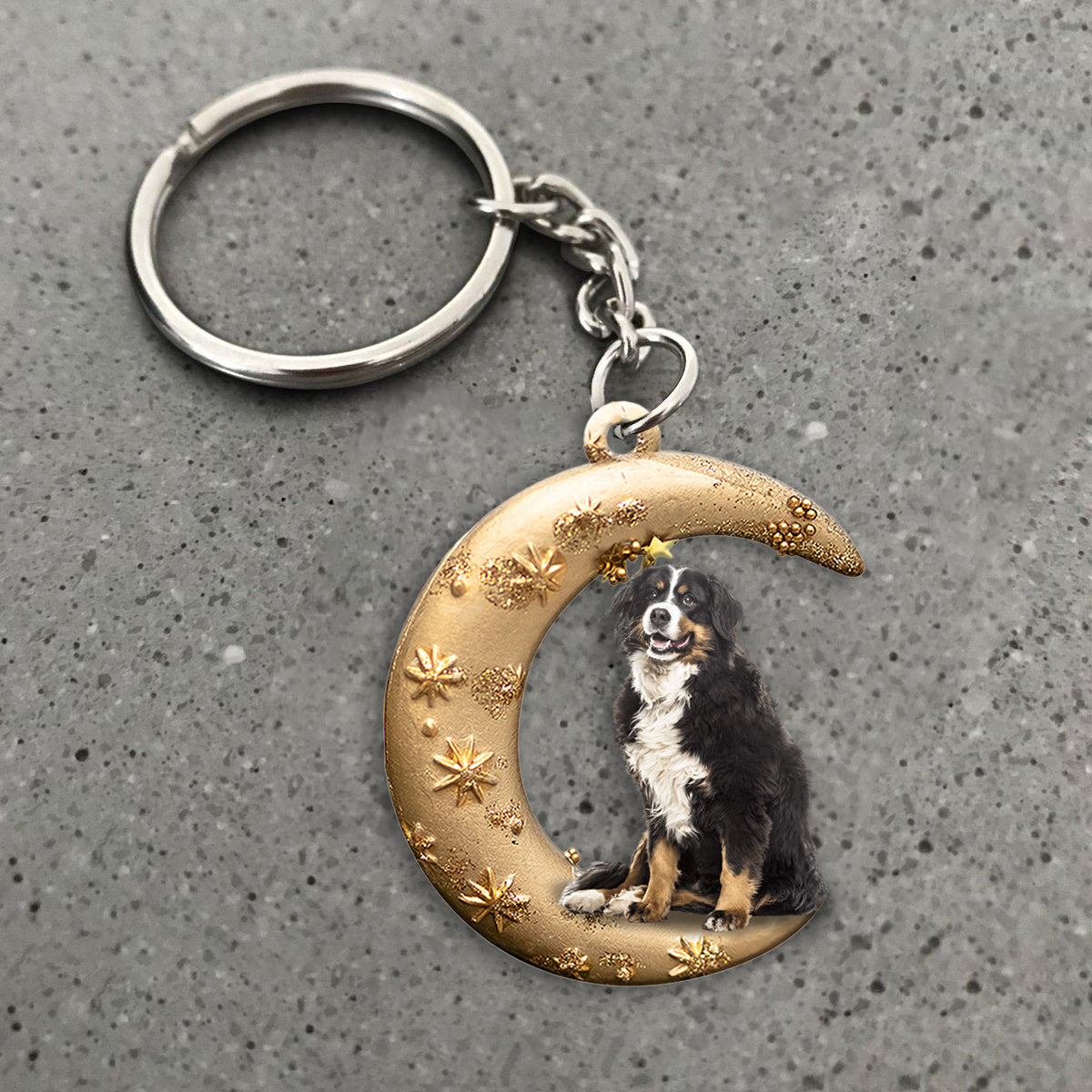 Bernese Mountain (2)-Dog &amp; Moon Flat Acrylic Keychain