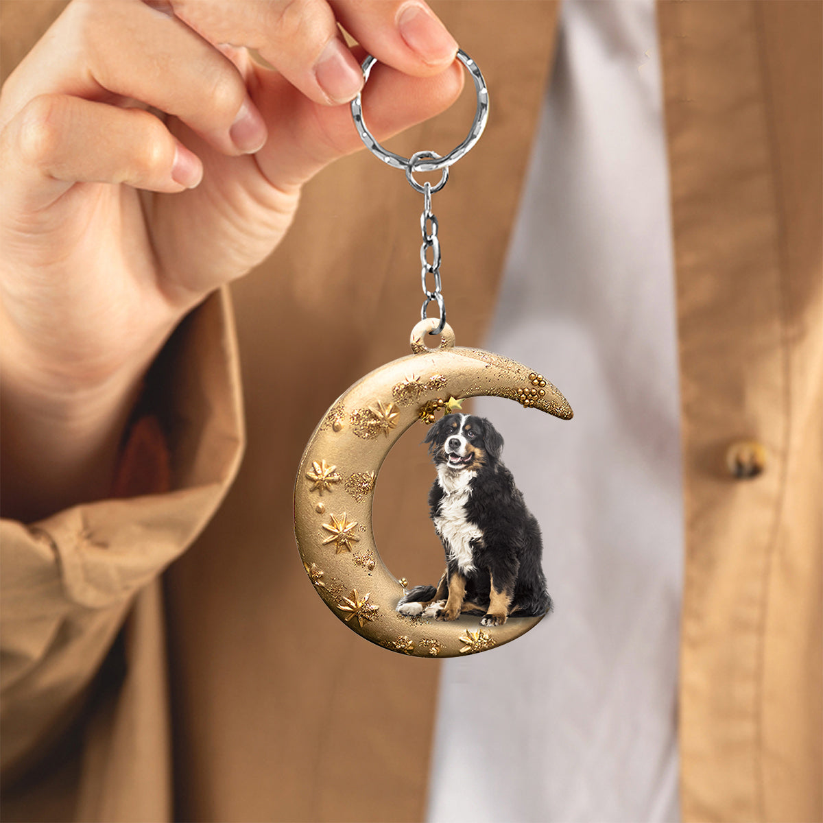 Bernese Mountain (2)-Dog &amp; Moon Flat Acrylic Keychain