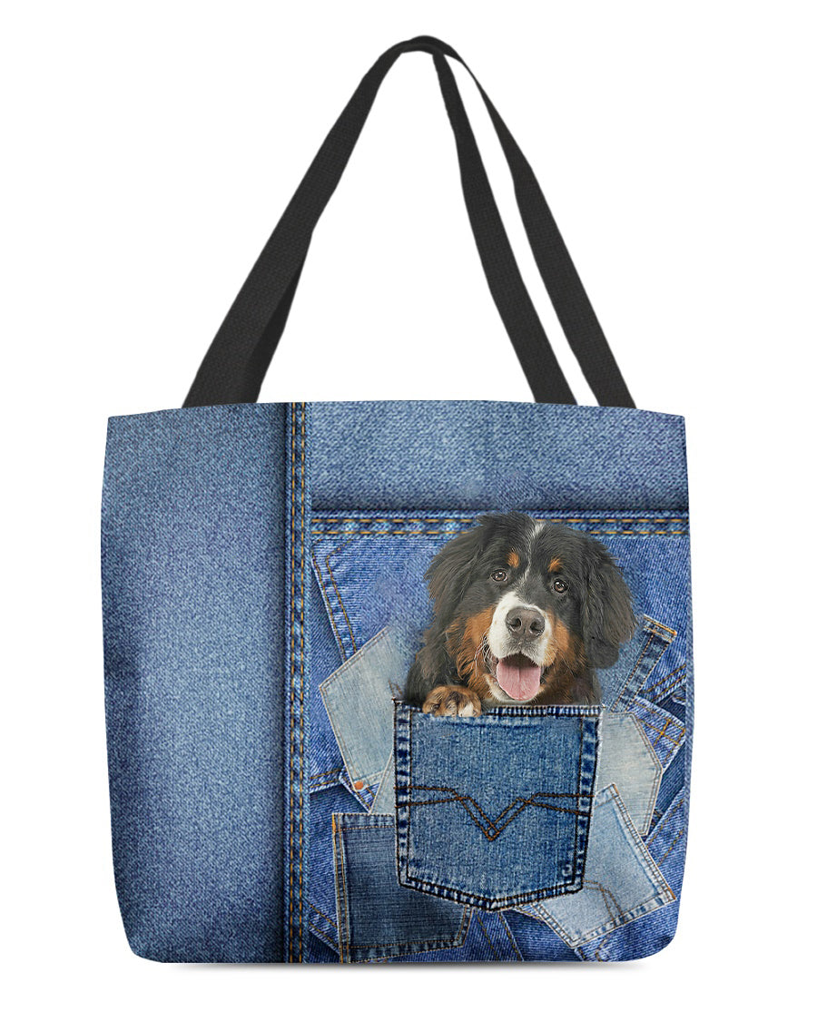 Bernese mountain-in pocket2-Cloth Tote Bag