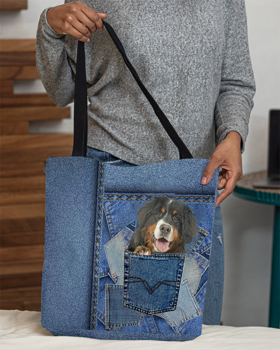 Bernese mountain-in pocket2-Cloth Tote Bag